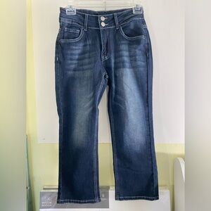 Blue Capri Pants with Faded Denim Look